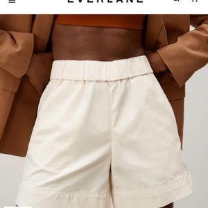 COPY - everlane the easy shorts canvas khaki midi high waist stretch neutral